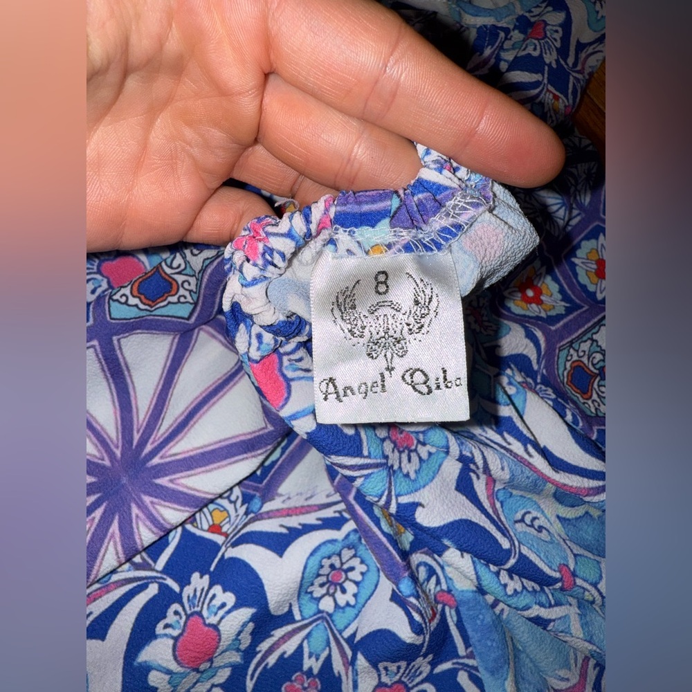 Colorful Patterned Halter Romper, open back - Picture 3 of 3